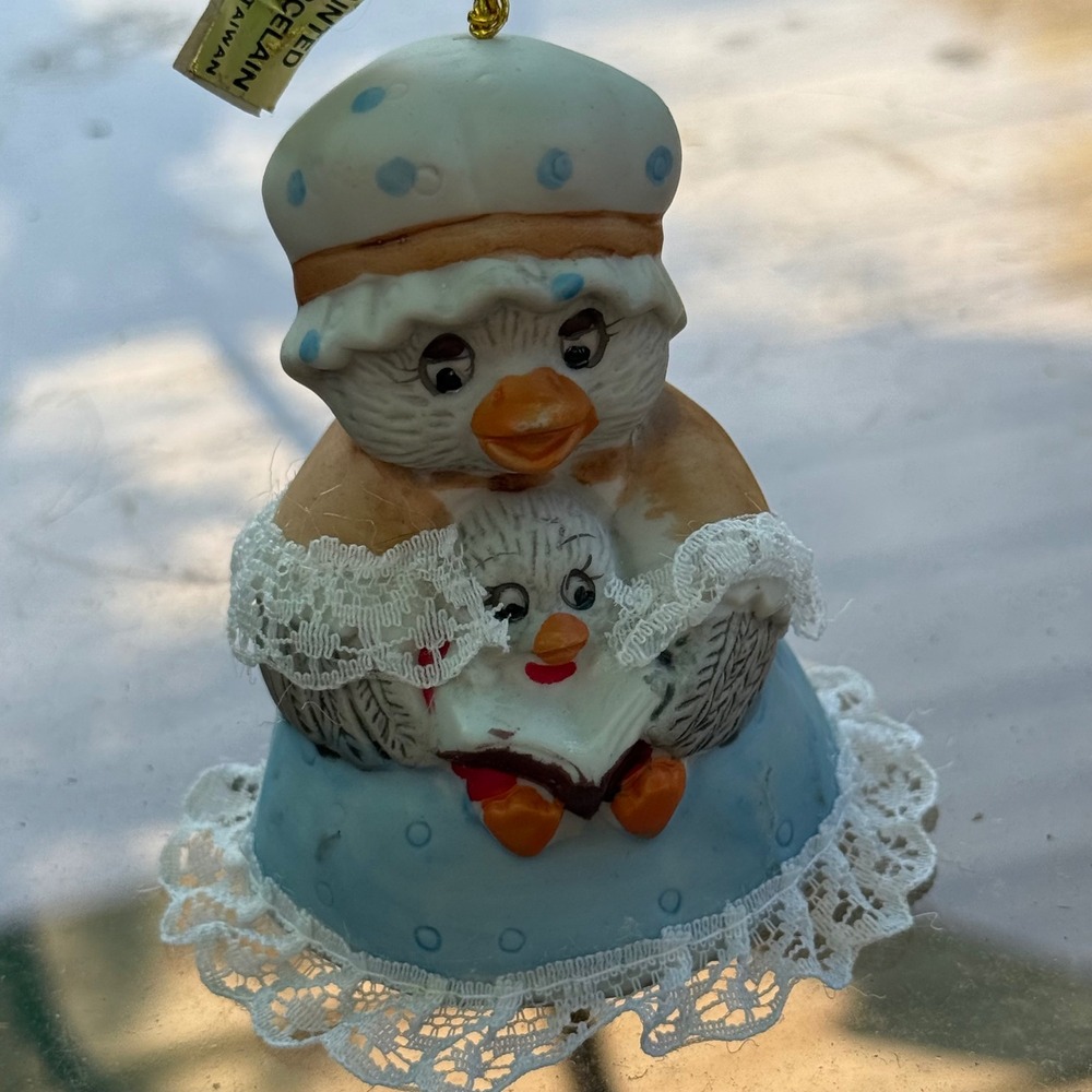 Caring Critter Chimers Bird‎ Figurine Bisque Porcelain Bell Ornament Vintage 80s